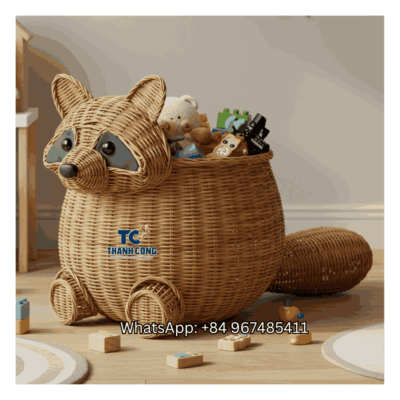 Red Panda Rattan Toy Storage Basket Wholesale - TCKRB 8930