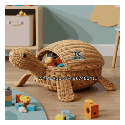 Turtle Rattan Toy Storage Basket Wholesale - TCKRB 8916
