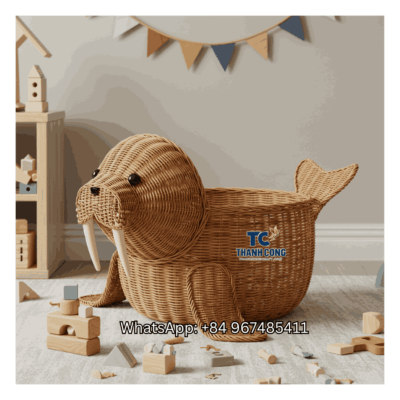Walrus Rattan Toy Storage Basket Wholesale - TCKRB 8934
