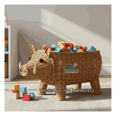 Wild Boar Rattan Toy Storage Basket Wholesale - TCKRB 8917