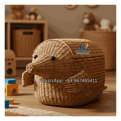 Woodchucks Rattan Toy Storage Basket Wholesale - TCKRB 8915