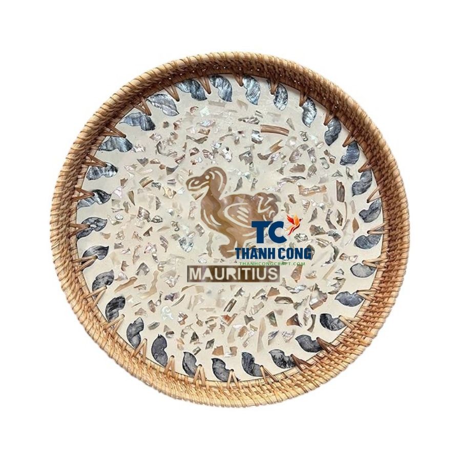 Dodo Birth Gray Shell Rattan Tray For Decor Mauritius Wholesale - TCILM 19