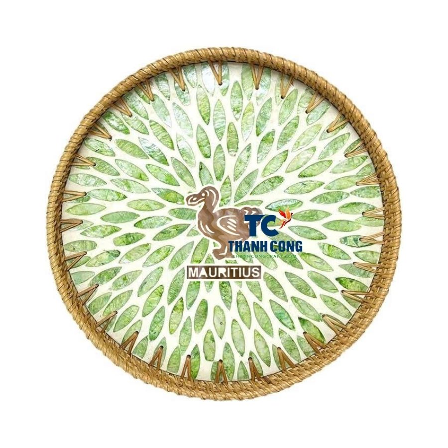 Green Shell Rattan Tray Mauritius Dodo Birth Wholesale - TCILM 22
