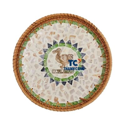Mother Of Pearl Rattan Tray Dodo Birth Mauritius Style Wholesale - TCILM 18