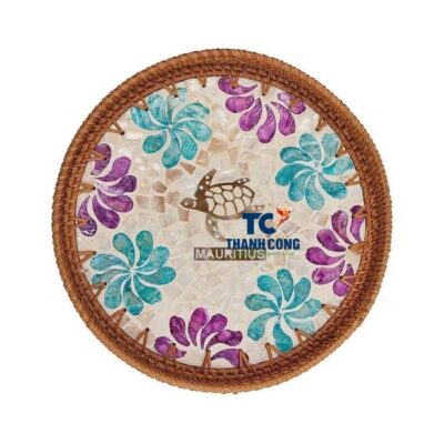 Wholesale Rattan Tray Mauritius Design Mother of Pearl - TCILM 16