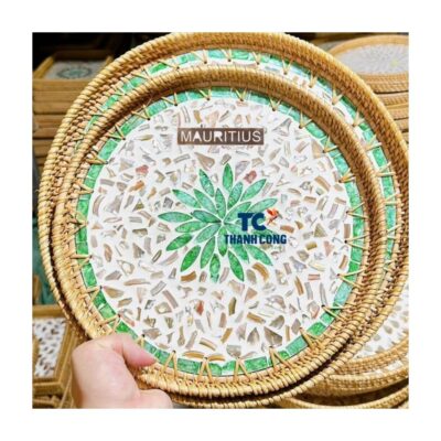 Mauritius Mother of Pearl of Rattan Tray Wholesale - TCILM 39