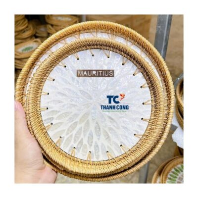 Mauritius Mother of Pearl Rattan Trays India Wholesale - TCILM 42