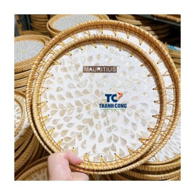 Mauritius Pearl Caculate Rattan Tray Wholesale - TCILM 41