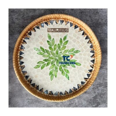 Mauritius Pearl Mosaic Rattan Tray Wholesale - TCILM 43