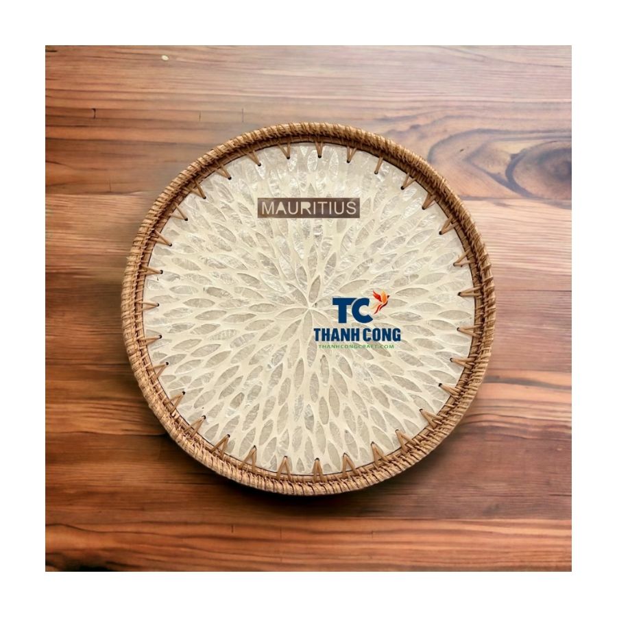 Mauritius Pearl Shell Rattan Tray Wholesale - TCILM 49