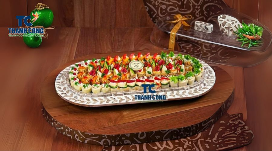 Mother-of-Pearl Inlaid Snack Tray