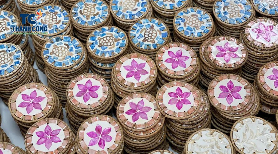 Luxury mother of pearl coasters featured in interior styling projects