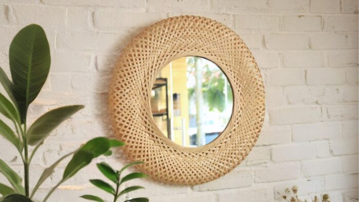 Rattan-Framed Mirror
