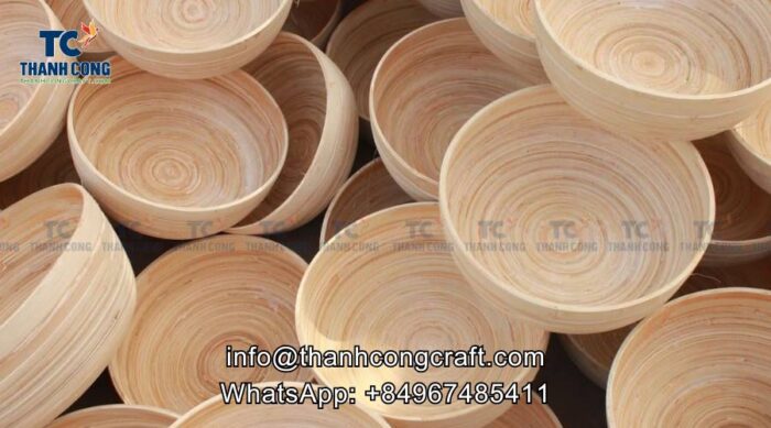 Bamboo bowls stacked on top of each other