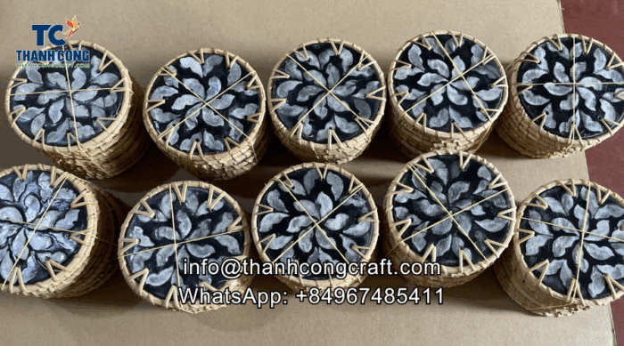 Ceramic custom coasters with minimalist geometric designs in black and white