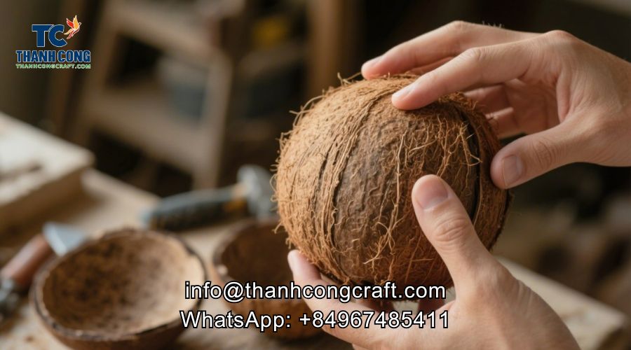 Choosing mature, thick-shelled coconuts—preferably those with dark brown husks