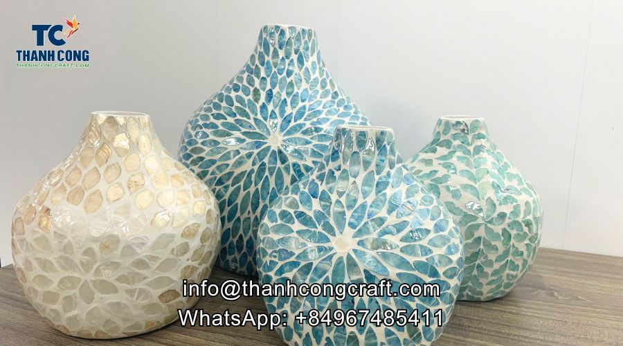 Mother of pearl vases in various sizes