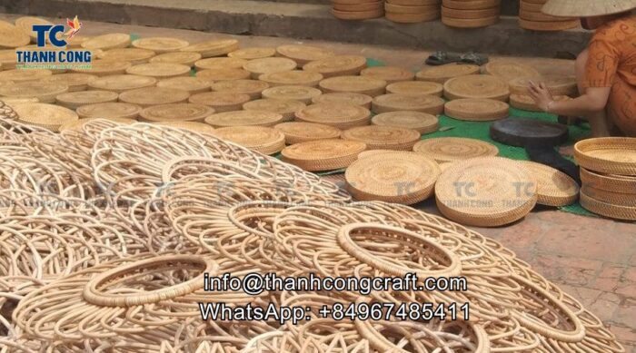 Rattan Mirror Frame at the factory 2