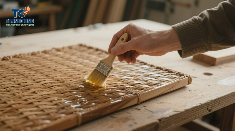 Sealing DIY rattan headboard with natural oil finish