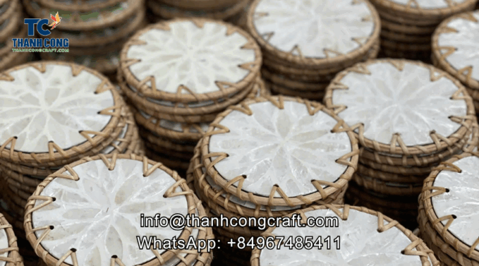 Set of handmade custom coasters with non-slip felt backing and minimal packaging