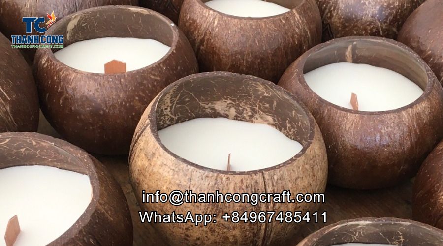 Eco-friendly Coconut candles with natural coconut shell holders