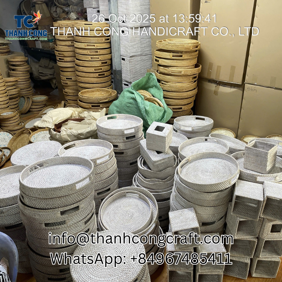 Neat Scalloped Mother Of Pearl Rattan Tray For Bulk Supply - TCRMT 8853W - Image 5