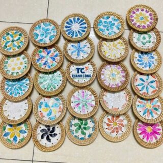 mother of pearl rattan coaster Vietnam handicraft