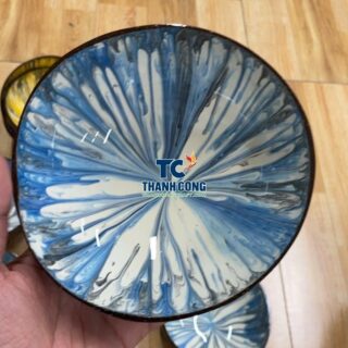Abstract Blue Splash Design Coconut Bowl Resort Gift Trap Shop Product