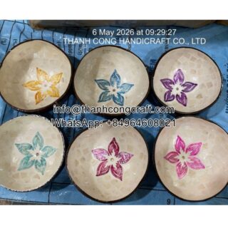 Assorted Floral Inlay Coconut Bowls Exported Handicrafts Vietnam
