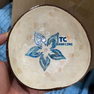 Blue Star Flower Coconut Bowl Handcrafted in Vietnam Bulk