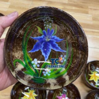 Bulk Blue Hibiscus Coconut Shell Bowls TCLCB 8655W