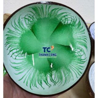 Bulk Green Feather Coconut Shell Bowls TCLCB 8659W