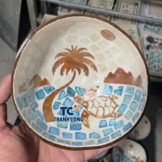 Bulk Mosaic Shell Palm Tree & Turtle Coconut Bowls – TCMCB 8648W