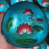 Bulk Red Lotus Teal Lacquer Coconut Bowls TCLCB 8642W