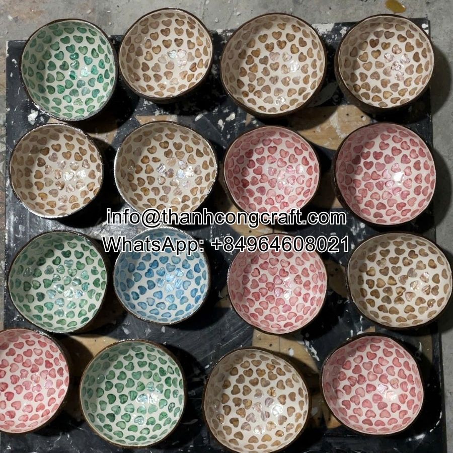 Bulk Supply of Artisan Mosaic Coconut Bowls Vietnam Workshop