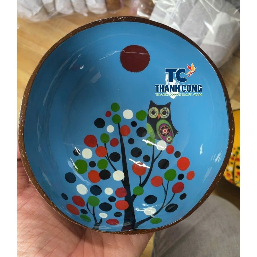 Cute Owl Tree Coconut Bowl Gift Shop Souvenir Made In Vietnam