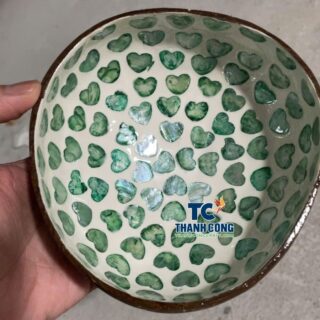 Green Heart Shell Inlay Coconut Bowl Top Selling Souvenir