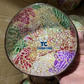 Multi Colored Crackle Coconut Bowl Boutique Best Seller Bulk