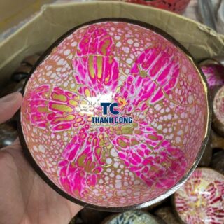 Pink Crackle Lacquer Coconut Bowl Island Souvenir Merchandise