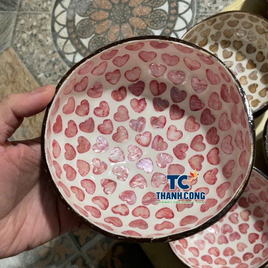 Pink Heart Mosaic Coconut Bowl Wholesale Destination Merchandise