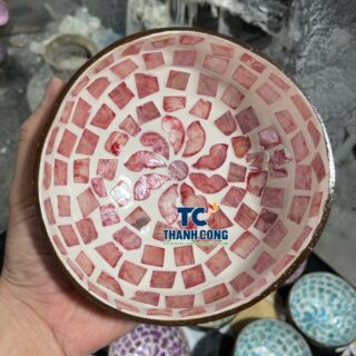 Pink Shell Mosaic Coconut Bowl Eco Friendly Tableware