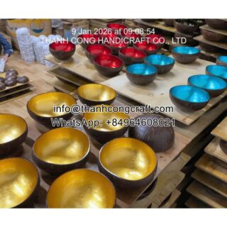 Premium gold foiled coconut bowls wholesale from Vietnam artisan