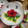 Red Hibiscus Flower Lacquer Coconut Bowl Wholesale Resort Souvenir
