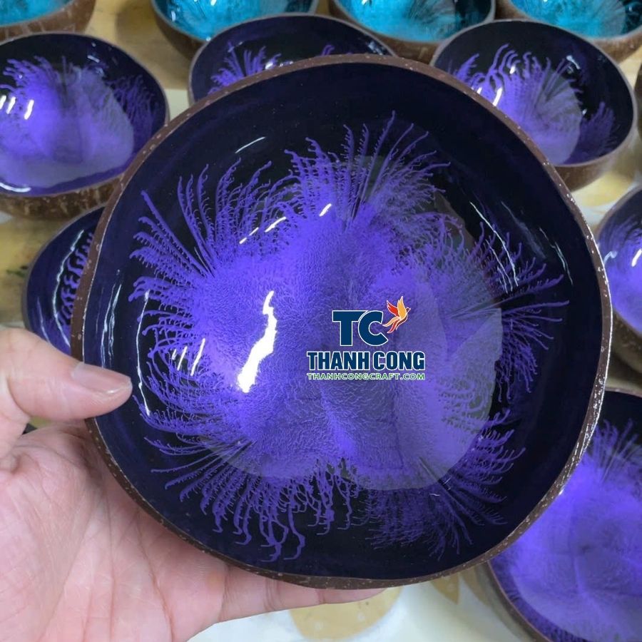 Vibrant Purple Lacquer Coconut Bowl Popular Island Souvenir