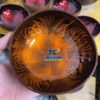 Vibrant orange coral design coconut bowl, best selling tropical resort souvenir wholesale