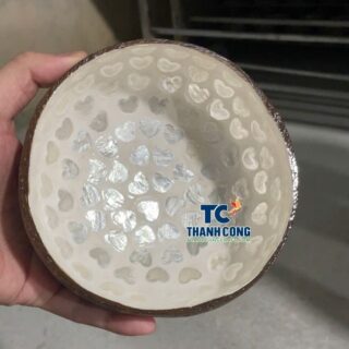 White Mother of Pearl Heart Coconut Bowl Bulk Order