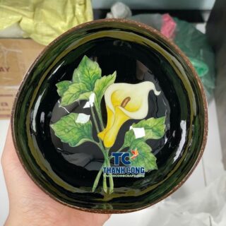 Wholesale Calla Lily Painted Coconut Bowls TCLCB 8649W