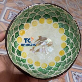 Wholesale Green Fish Scale Inlaid Coconut Bowls Vietnam Supplier – TCMCB 8647W