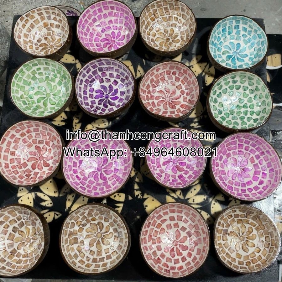 Wholesale Mosaic Coconut Bowls Vietnamese Artisan Collection