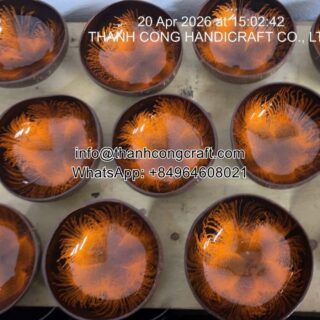 Wholesale Orange Coral Design Coconut Bowls Handcrafted in Vietnam